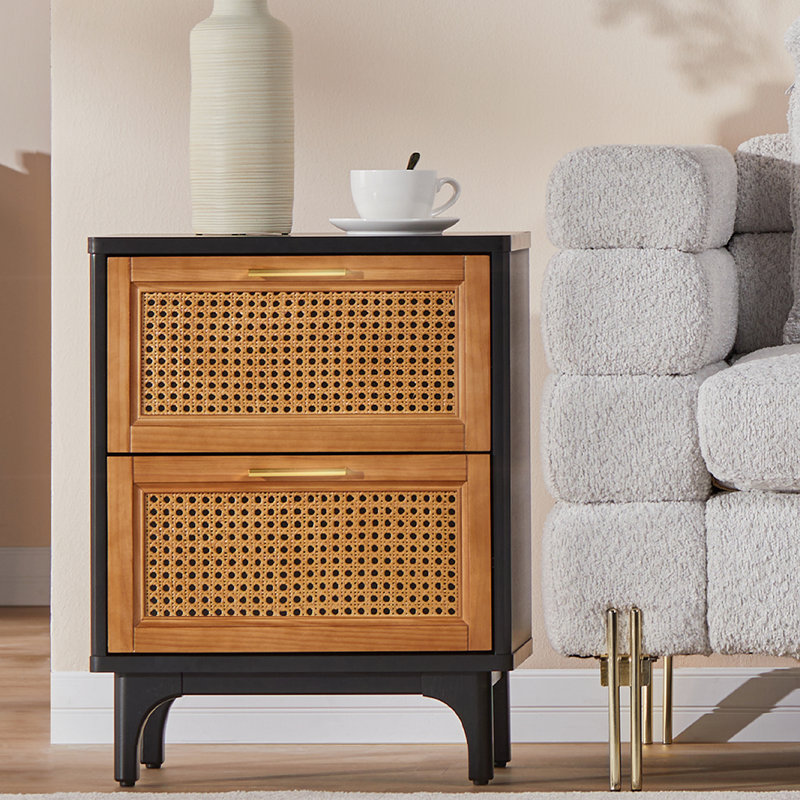 Bay Isle Home Mackinaw Rattan Nightstands, Boho Accent Bedside Tables